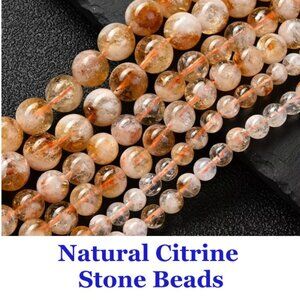 Natural Citrine Stone Beads Golden Color